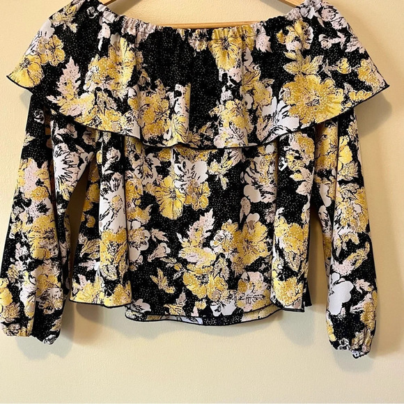 Wilfred| Aritzia| ‘Morel’ Off Shoulder Long Sleeve Top Black Yellow White Sz S - Picture 5 of 6